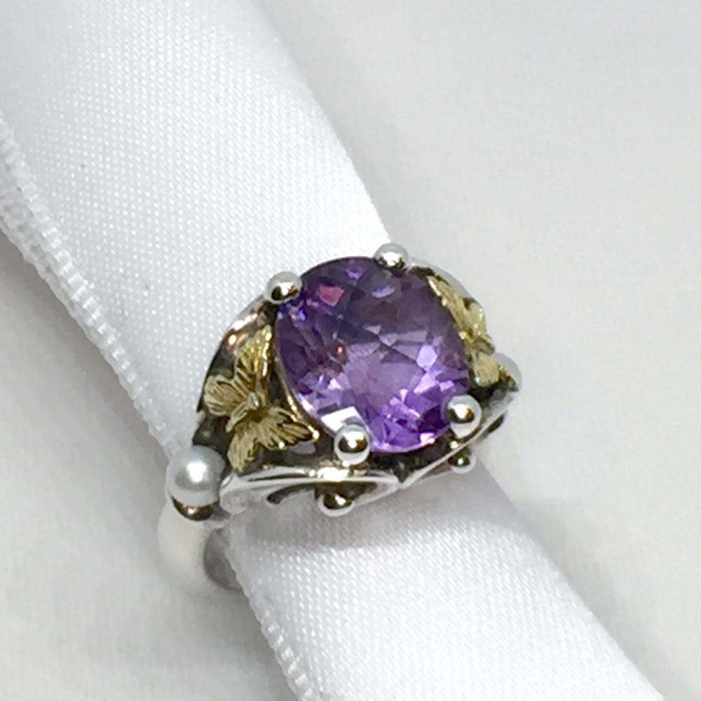 Ann King Sterling Silver & 18k Amethyst Ring